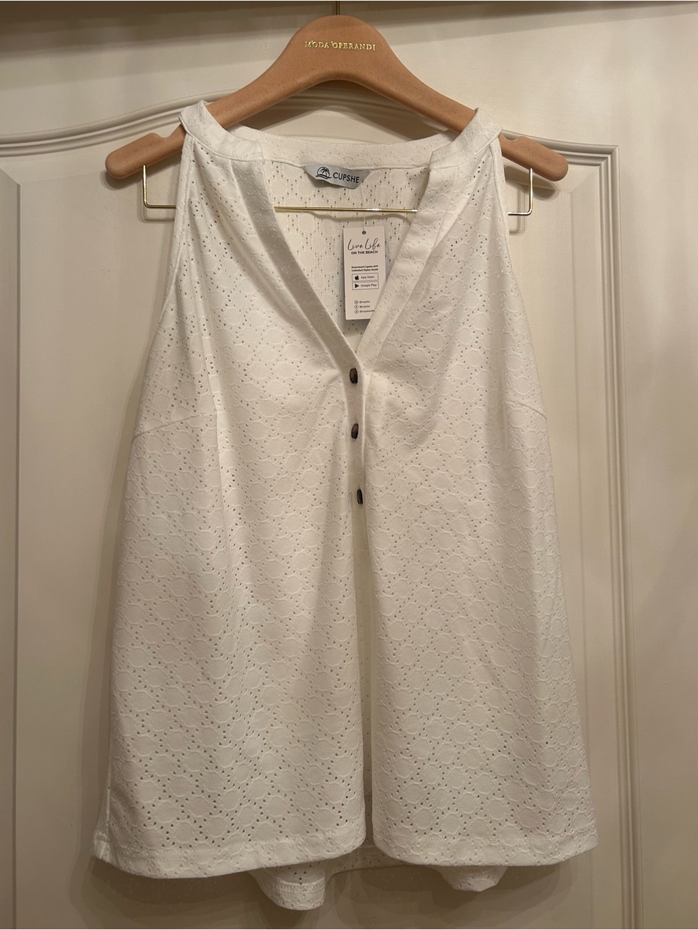 CupShe White Eyelet Button Halter Top